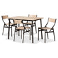 Carmen 5-Piece Dining Set in Modern Contemporary Style with Oak Brown Wood and Dark Brown Metal Accents