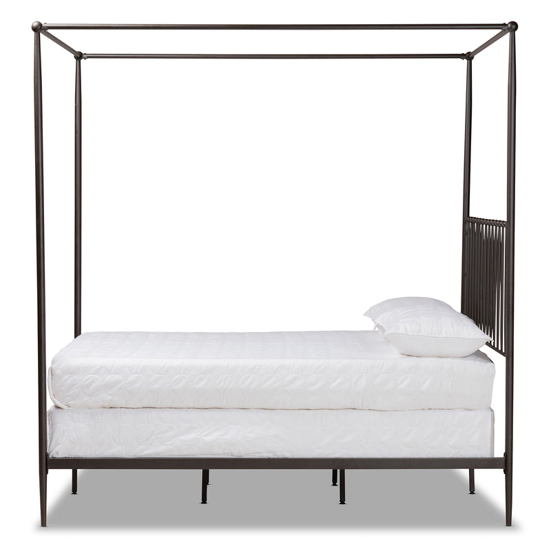 Elsa Queen Bed Modern Industrial Black Metal Canopy Frame for a Stylish Bedroom Look