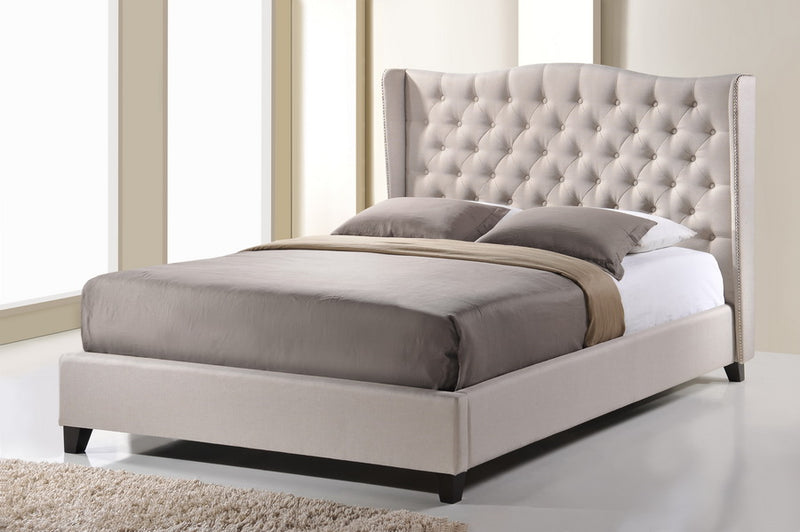 Norwich King Size Light Beige Linen Platform Bed - Stylish Comfortable Bedroom Furniture