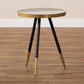 Lauro End Table Modern Round Glossy Marble with Two-Tone Black and Gold Metal Legs Stylish Accent Furniture for Living Room or Bedroom