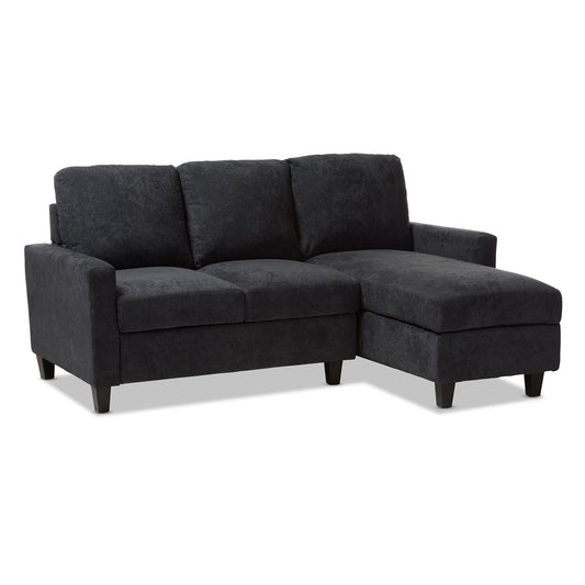 Greyson Sectional Sofa Modern and Contemporary Dark Grey Fabric Upholstered Reversible