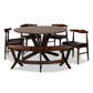 Berlin Dining Set: Mid-Century Modern 6-Piece Wood Dining Set with Black Faux Leather and Walnut Finish