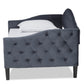 Benjamin Daybed - Modern and Contemporary Grey Velvet Fabric Upholstered with Dark Brown Finished Wood