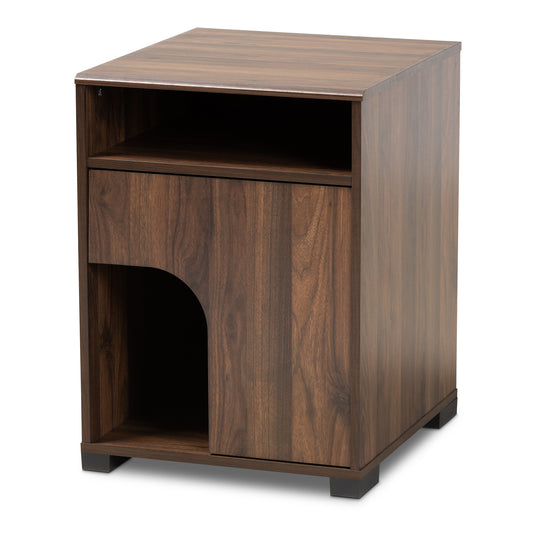 Nova Cat Litter Box Cover Modern Walnut Brown 1-Door Design for Stylish Pet Furniture