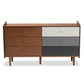 Halden Mid-Century Modern 6-Drawer Dresser in Multicolor Walnut Brown and Grey, Stylish Storage for Bedroom or Living Room