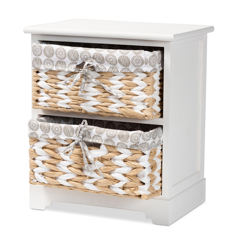 Rianne Storage Unit Modern White Finished Wood with 2 Baskets for Organized Living and Stylish Home Décor