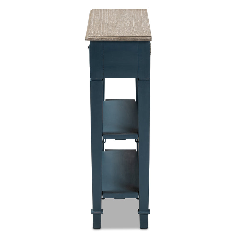 Dauphine Accent Console Table French Provincial Blue Spruce Finished Wood