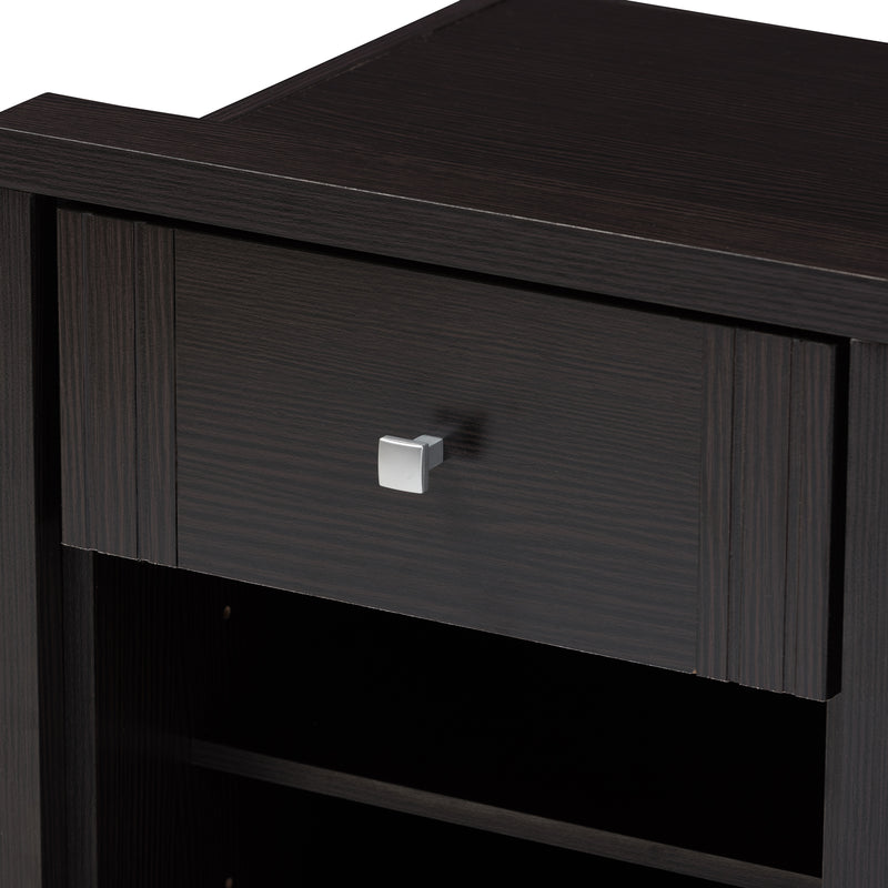 Danette Nightstand Modern Contemporary Wenge Brown Finished 1-Drawer Bedside Table with Storage