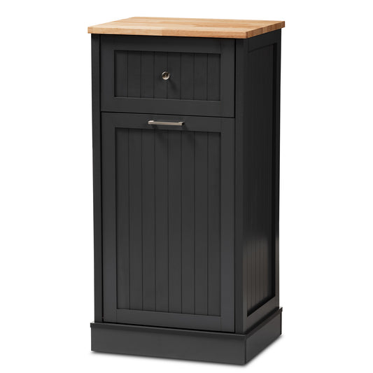 Marcel Kitchen Cabinet - Farmhouse and Coastal Style in Dark Grey and Oak Finish for Modern Home Decor