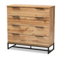 Reid 4-Drawer Dresser in Modern Industrial Style with Oak Finish and Black Metal Accents