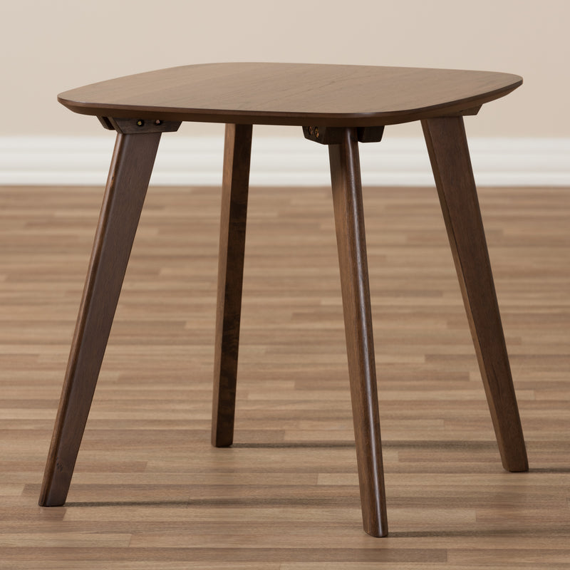 Dahlia Mid-Century Modern End Table in Walnut Wood with Stylish Design and Storage Solution