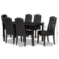 Dylin Dining Set Modern and Contemporary Black Faux Leather Upholstered and Dark Brown Finished Wood 7-Piece