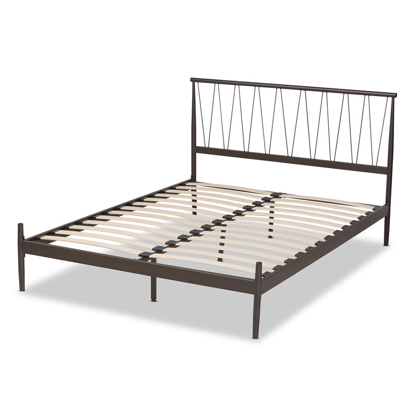 Samir Modern Industrial Full Size Platform Bed Black Metal Sturdy Frame Contemporary Design