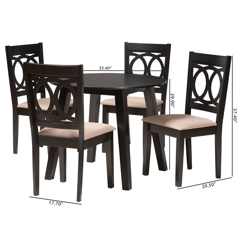 Louisa Dining Set Modern 5-Piece Collection with Beige Upholstery and Dark Brown Wood for Stylish Dining Rooms