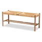 Saura Dining Bench Mid-Century Modern Oak Brown Wood with Hemp Upholstery for Stylish Dining Spaces