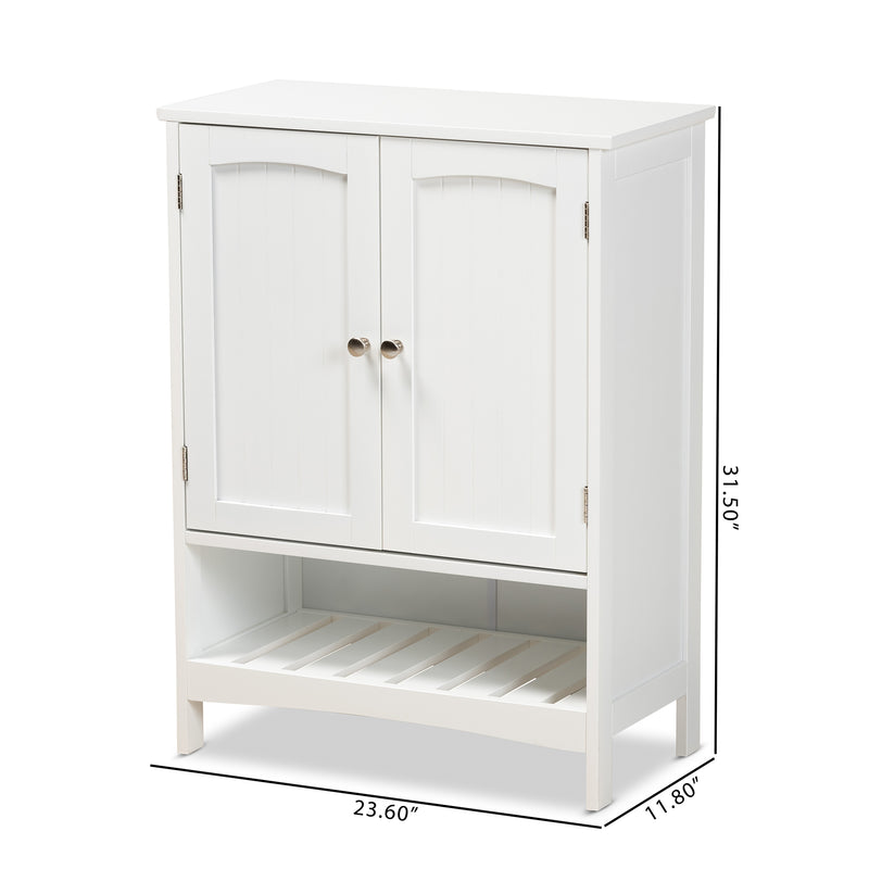 Jaela Bathroom Storage Cabinet Modern White Finished Wood 2-Door Organizer for Stylish Home Décor and Efficient Space Management