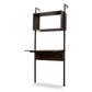 Fariat Display Shelf - Modern Industrial Walnut Brown Wood and Black Metal with Integrated Desk for Stylish Storage and Organization