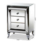 Pauline Mirrored End Table Contemporary Glam Design with 3 Drawers for Stylish Storage and Organization