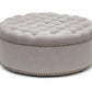 Iglehart Ottoman Beige Linen Modern Tufted