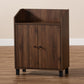 Rossin Shoe Storage Cabinet Modern and Contemporary Walnut Brown Finished 2-Door Wood Entryway with Open Shelf