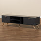 Kelson Modern TV Stand Contemporary Dark Grey and Gold Finished Wood Entertainment Center for Living Room