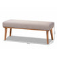 Odessa Dining Bench Mid-Century Modern Design Grey Fabric Upholstery Walnut Brown Finished Wood