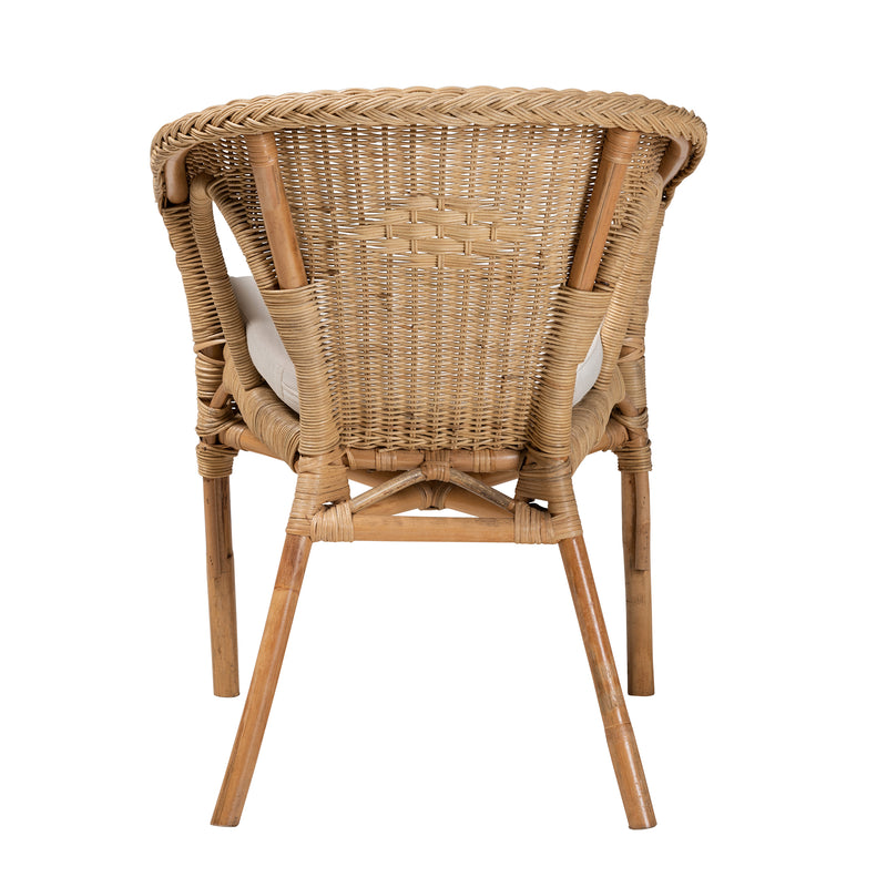 Abbey Dining Chair Modern Bohemian Style in Natural Brown Antique Rattan for a Chic Dining Experience