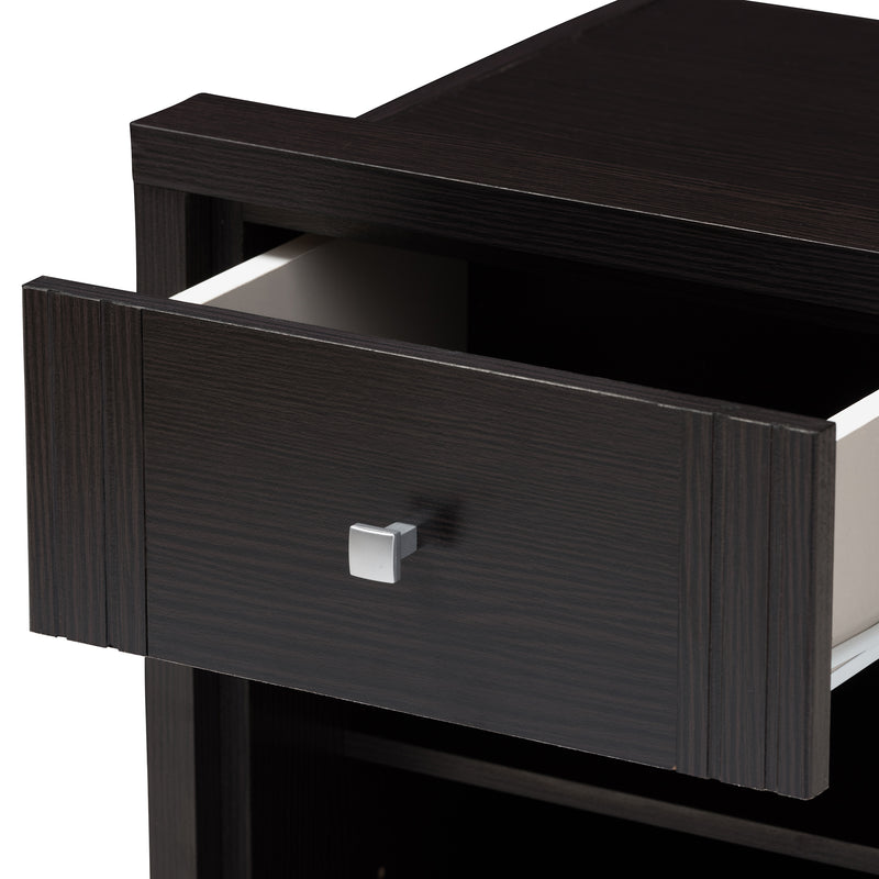 Danette Nightstand Modern Contemporary Wenge Brown Finished 1-Drawer Bedside Table with Storage