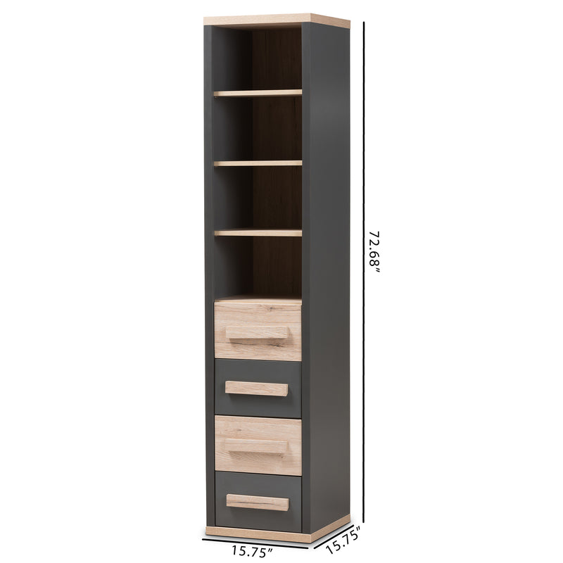 Pandora Storage Cabinet Modern Dark Grey and Light Brown Two-Tone 4-Drawer Organizer for Home and Office Use