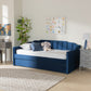 Lennon Daybed - Modern and Contemporary Navy Blue Velvet Fabric Upholstered with Trundle