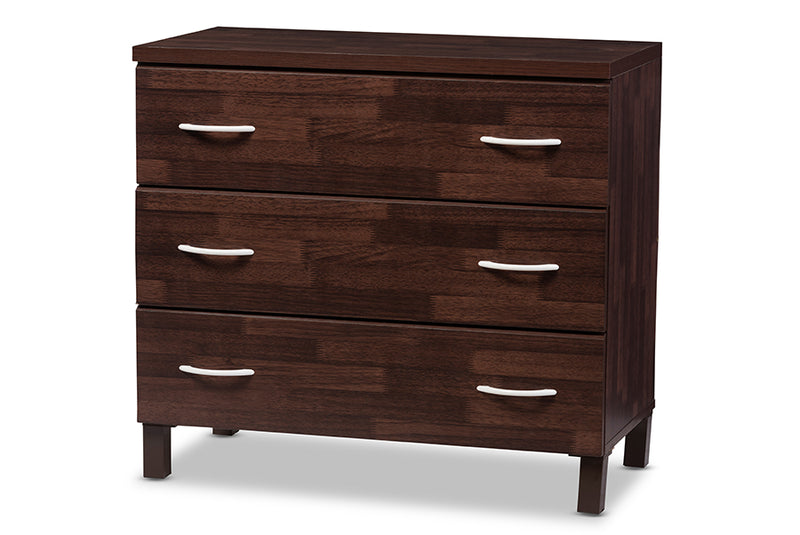 Maison Storage Chest Modern and Contemporary Oak Brown Finish Wood 3-Drawer