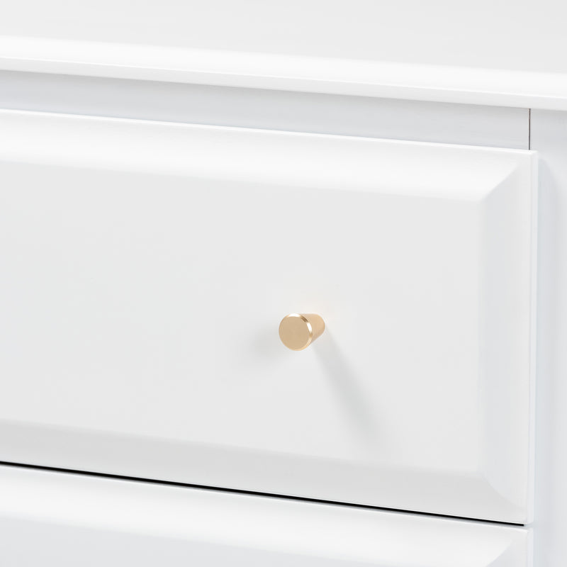 Naomi Bedroom Chest Classic White Finished Wood 3-Drawer Storage Solution for Stylish Bedrooms