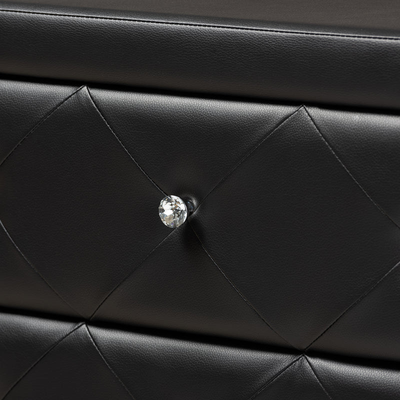 Luminescence Dresser - Black Faux Leather Upholstered