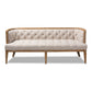 Agnes Sofa French Provincial Beige Linen Upholstered with White-Washed Oak Frame, Elegant Living Room Furniture, Classic Design