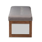 Caramay Bench Modern and Contemporary Grey Fabric Upholstered Walnut Brown Finished Wood