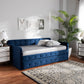 Jona Daybed - Modern and Contemporary Transitional Grey Velvet Fabric Upholstered with Button Tufting and Trundle