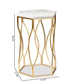 Kalena Modern Gold Metal End Table with Marble Top Contemporary Accent Furniture for Living Room or Bedroom