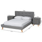 Jonesy Full Size 3-Piece Bedroom Set Mid-Century Modern Grey Fabric Upholstered Furniture for Stylish Bedrooms