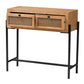 Santino Console Table Modern Industrial Design Natural Brown Wood Black Metal 2 Drawers for Storage and Style