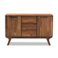 Sierra Sideboard Mid-Century Modern Brown Wood 3-Drawer Storage Cabinet for Living or Dining Room