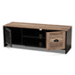 Connell TV Stand - Modern Industrial Design with Two-Tone Brown and Black Wood, Featuring 2 Doors for Storage