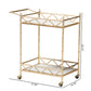 Mela 2-Tier Wine Cart - Contemporary Glam Design with Gold Metal Frame and White Marble Shelves