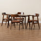 Cleo Dining Set Mid-Century Modern Light Brown Fabric and Dark Brown Finished Wood 5-Piece