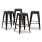 Horton Counter Stool Set Modern and Contemporary Industrial Black Finished Metal 4-Piece