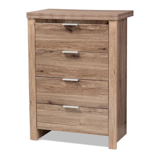 Laverne 4-Drawer Chest in Modern Oak Brown Finish for Stylish Storage Solutions