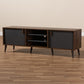 Samuel Mid-Century Modern TV Stand in Brown and Dark Grey with Storage and Stylish Design