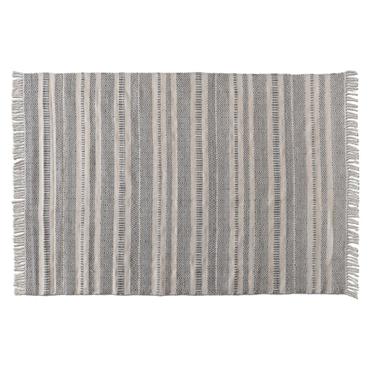 Jonas Area Rug Modern Handwoven Grey and Ivory PET Yarn for Indoor and Outdoor Use