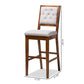 Gideon Bar Stool Set Modern and Contemporary Grey Fabric Upholstered Walnut Brown Finished Wood 2-Piece