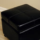 Black Full Leather Storage Cube Ottoman - Stylish and Functional Furniture for Living Room, Bedroom, or Office Storage Solutions