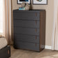 Rikke Chest - Modern 5-Drawer Storage Unit in Two-Tone Gray and Walnut Finished Wood